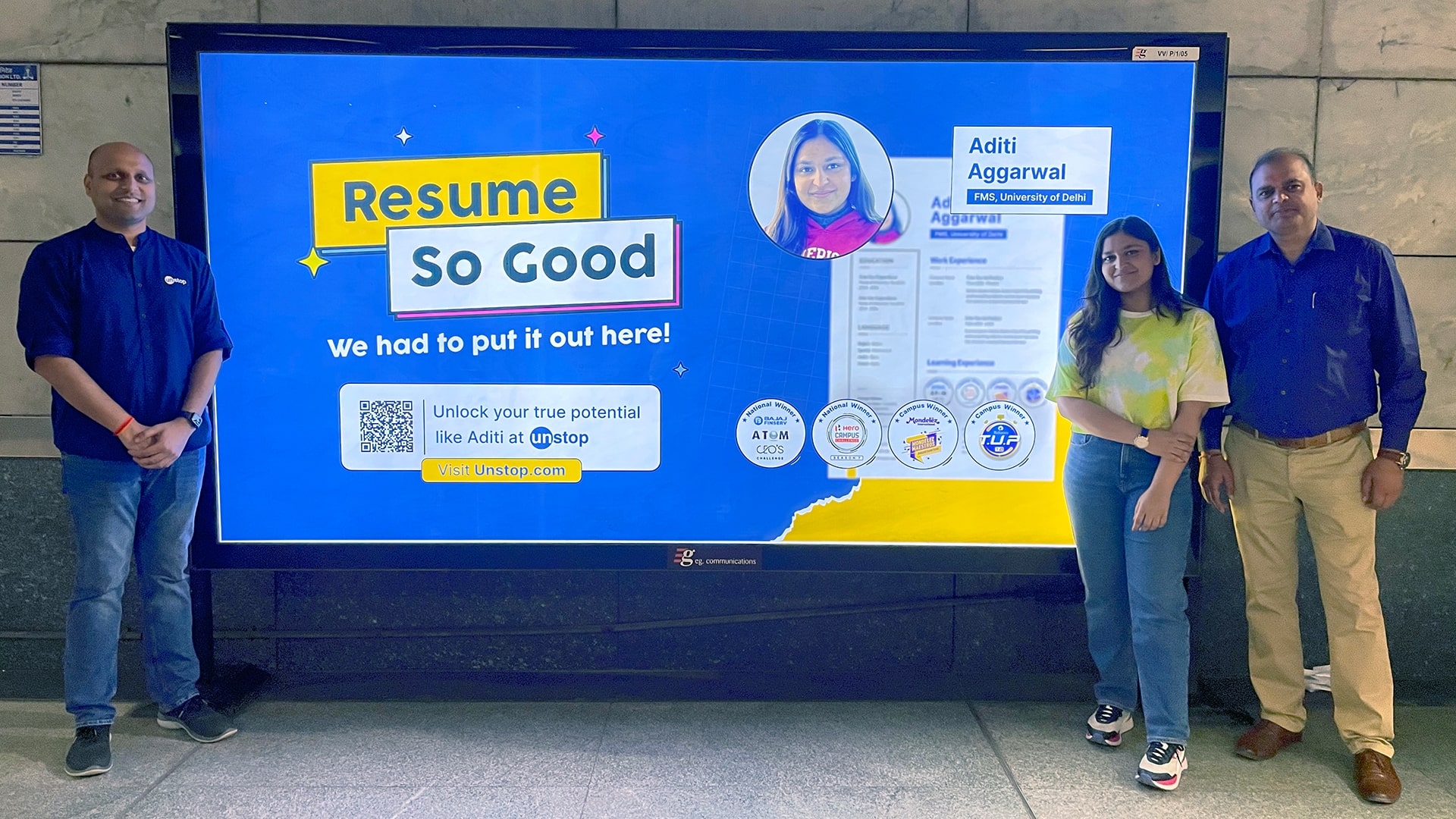 Unstop put CVs of DU students at metro stations !