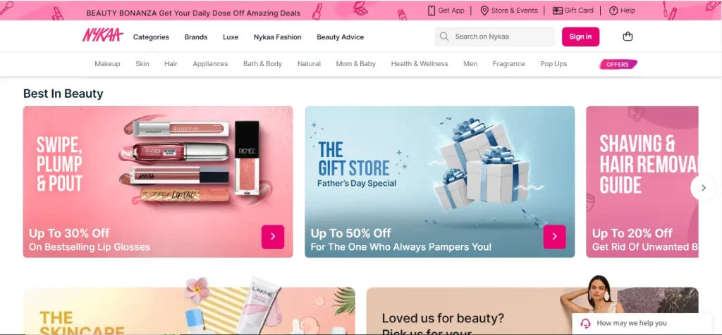 Nykaa Web Interface